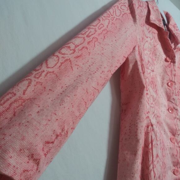 Dialogue Pink Snake Print Chic Jacket Spring Animal Print Size 10 - Picture 4 of 8